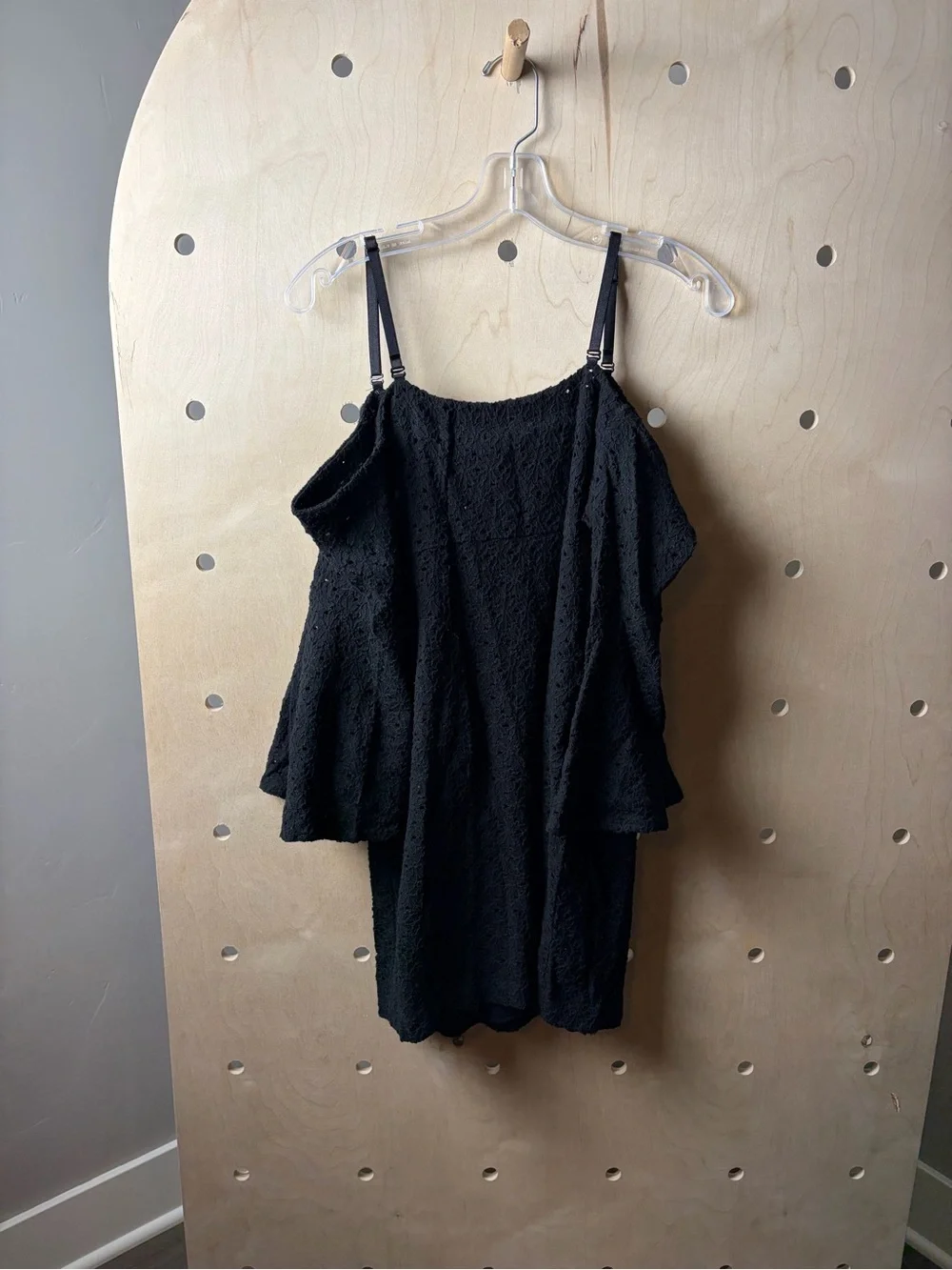 NWT Free People Sophia Off-The-Shoulder Crochet Mini Dress in Black OB498105 M